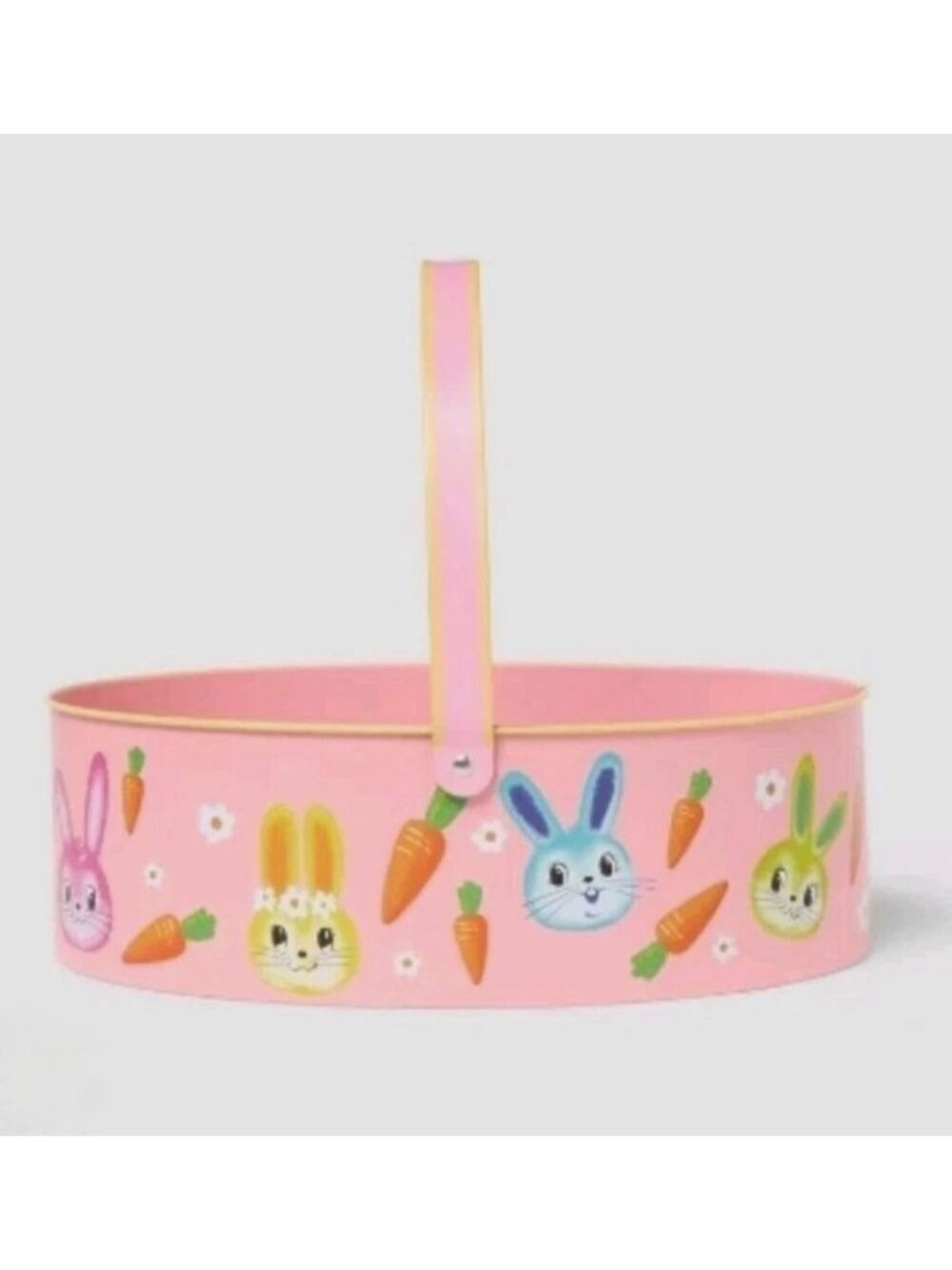 Target Printed Round Metal Easter Basket Bunnies Spritz™ Nostalgic 50's Inspired
